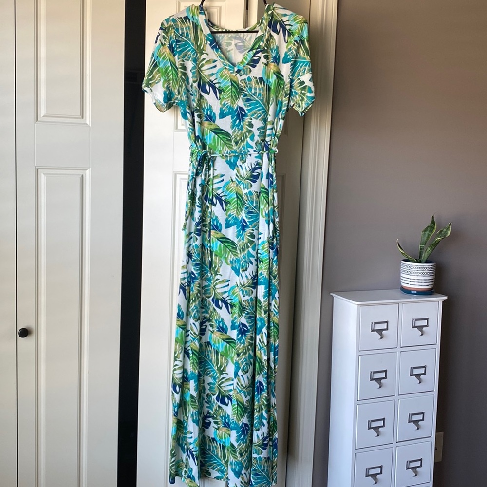 Palm Leaf Maxi Dress - M